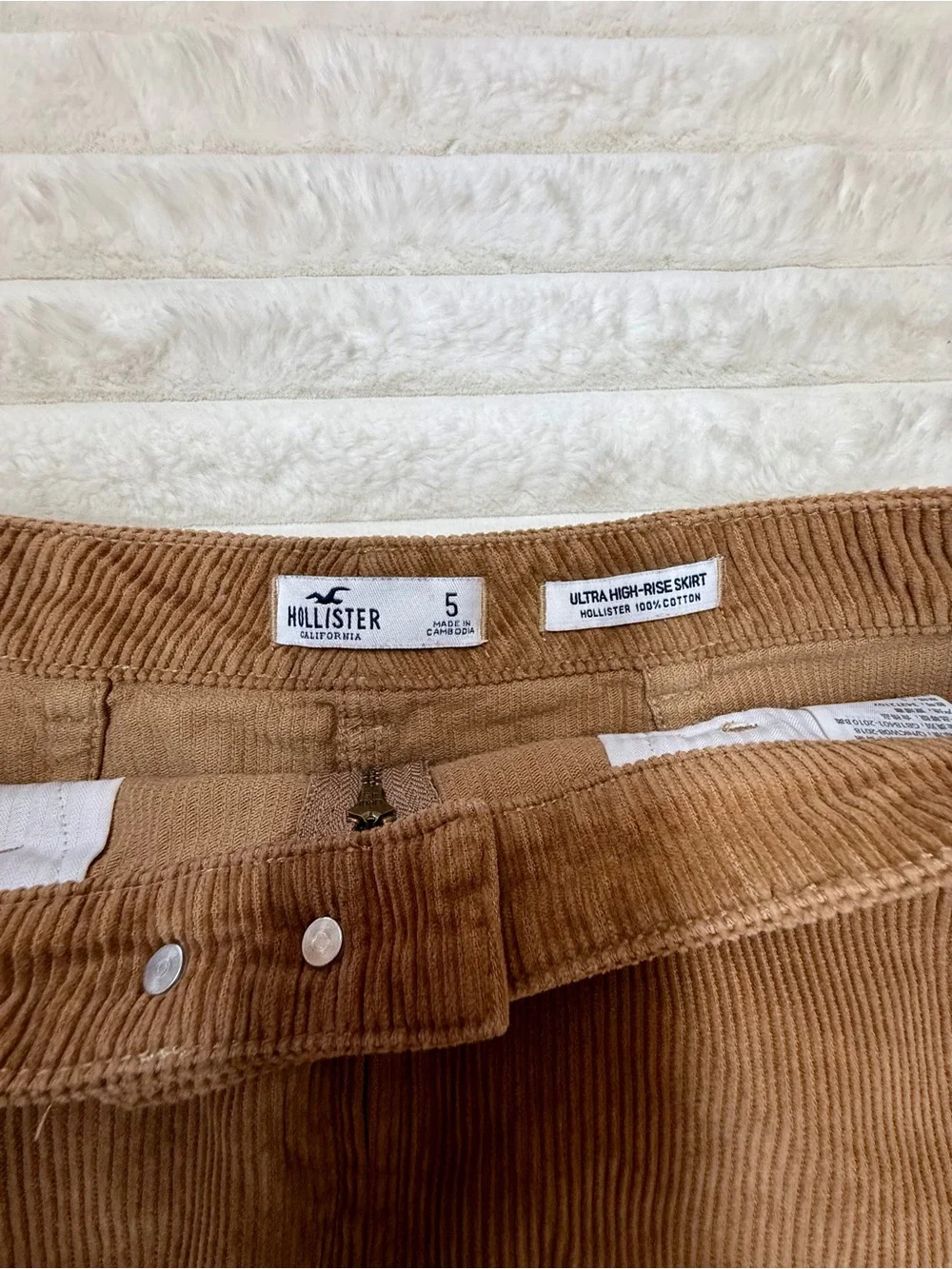 Hollister Brown Vintage Corduroy Mini Skirt Suede Ultra High Rise